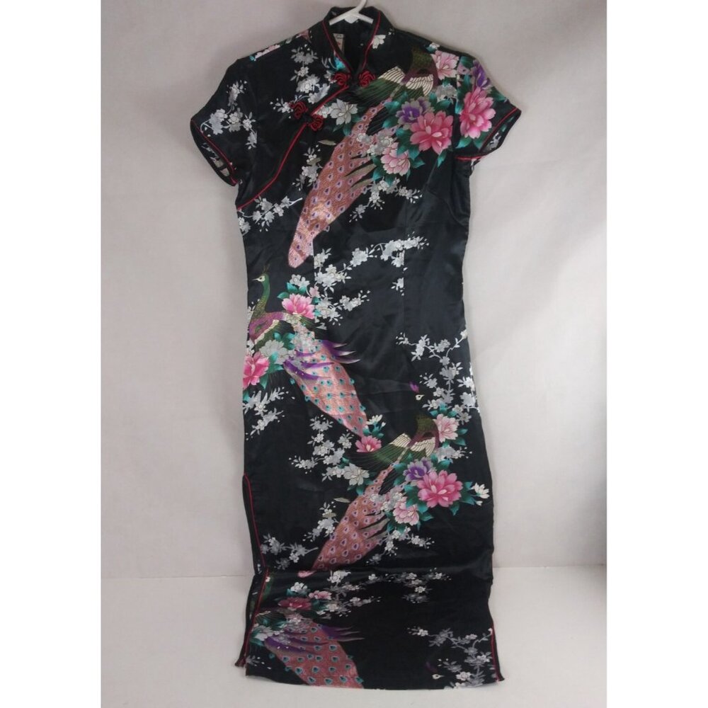 Laogudai Cheong-sam Traditional Style Dress With Beautiful Peacock Designs Large